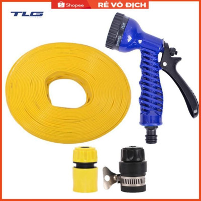 Bộ dây tăng áp 3 lần vòi xịt nước rửa xe, tưới cây loại 7-10m (cút nhựa nối nhựa đen 713-2) 206843