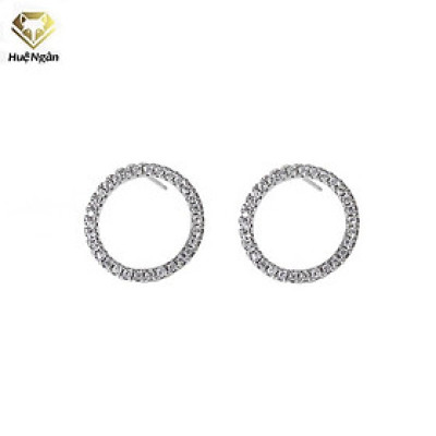 Bông tai bạc Ý 925 Huệ Ngân - Hình tròn xinh xắn RYE140975