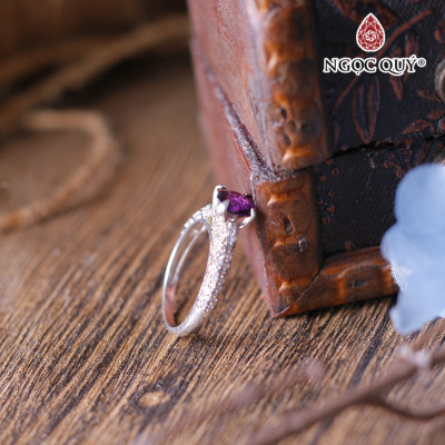 Nhẫn bạc nữ đá thạch anh tím đường kính 17 mm mệnh hỏa. thổ - Ngọc Quý Gemstones