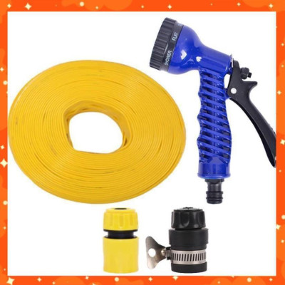 Bộ dây tăng áp 3 lần vòi xịt nước rửa xe,tưới cây loại 3-5m (cút nhựa nối nhựa đen 713-2) 206843 