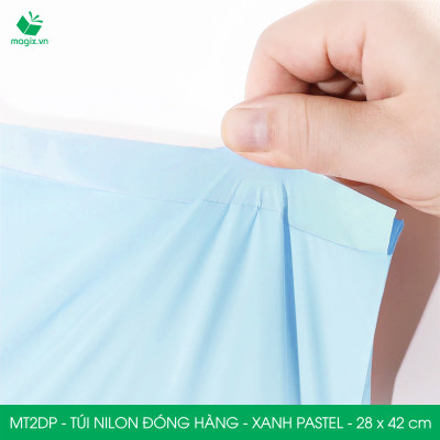 MT2DP - 28x42 cm  - Túi nilon gói hàng - 300 túi niêm phong đóng hàng màu xanh pastel