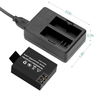 Dock Sạc Pin Đôi Kèm Cáp Cho Camera Hành Trình Sjcam M20 - Hàng Chính Hãng