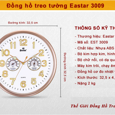 Đồng Hồ EASTAR KIM TRÔI SỐ NỔI 3D Có DẠ QUANG và NHIỆT ẨM KẾ CƠ (Không Dùng Pin) - Màu Trắng - Tặng Pin Maxell