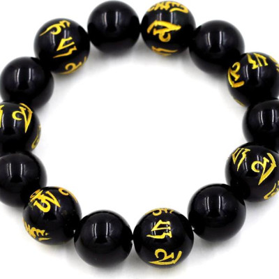 Vòng tay chuỗi hạt thạch anh đen 14 ly MSA102