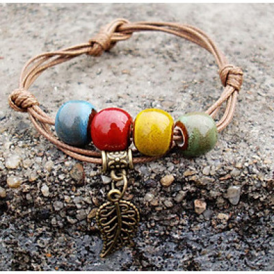 Vòng đeo tay Vintage Handmade Gốm sứ Màu