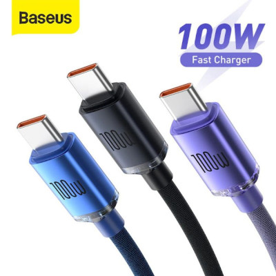 Cáp sạc Baseus Crystal Shine Series Data PD Fast Charging 100w Nhanh truyền dữ liệu C to C - Hàng chính hãng