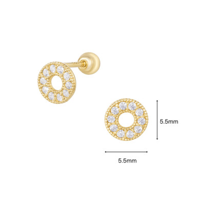 Khuyên Tai Vàng 14KY chuôi bi vặn Korean Style (V0181) - MOON Jewelry