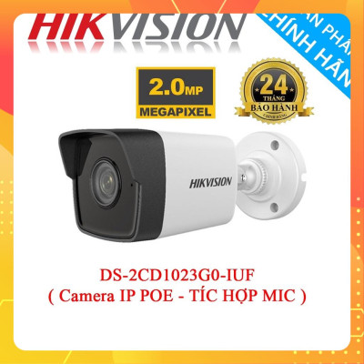 Camera IP Hikvision  Trụ 2MP DS-2CD1023G0-IUF tiêu chuẩn ngoài trời IP67, tích hợp mic trên camera - Hàng Chính Hãng 
