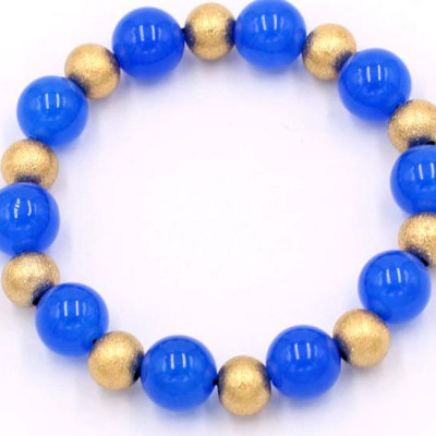 Vòng tay chuỗi hạt - thạch anh xanh dương 10 ly VTAXDHVT1 - hợp mệnh Mộc, mệnh Thủy