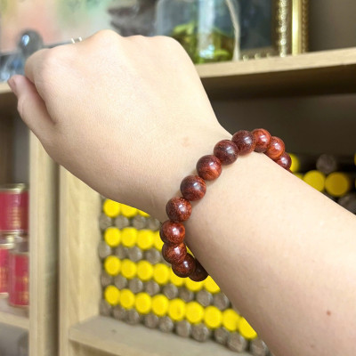 Vòng Gỗ Tử Đàn Ấn 10li - Vòng đeo tay Cao Cấp Tiểu Diệp Lá Nhỏ Kim Sa Nhiều Sao Phong Thủy