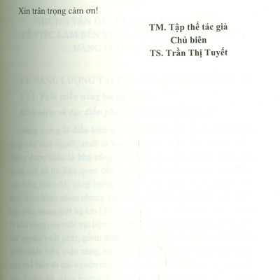 Việc Làm Bền Vững Gắn Với Việc Phát Triển Năng Lượng Tái Tạo (Nghiên Cứu Trường Hợp Tại Tỉnh Ninh Thuận) - TS. Trần Thị Tuyết chủ biên