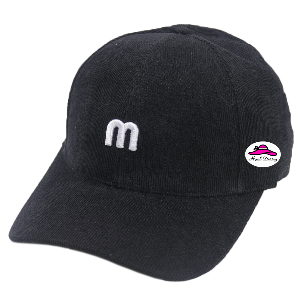 Mũ lưỡi trai chữ M vải nhugn tăm gân nổi đẹp mắt, có đuôi khóa điều chỉnh size - Hạnh Dương