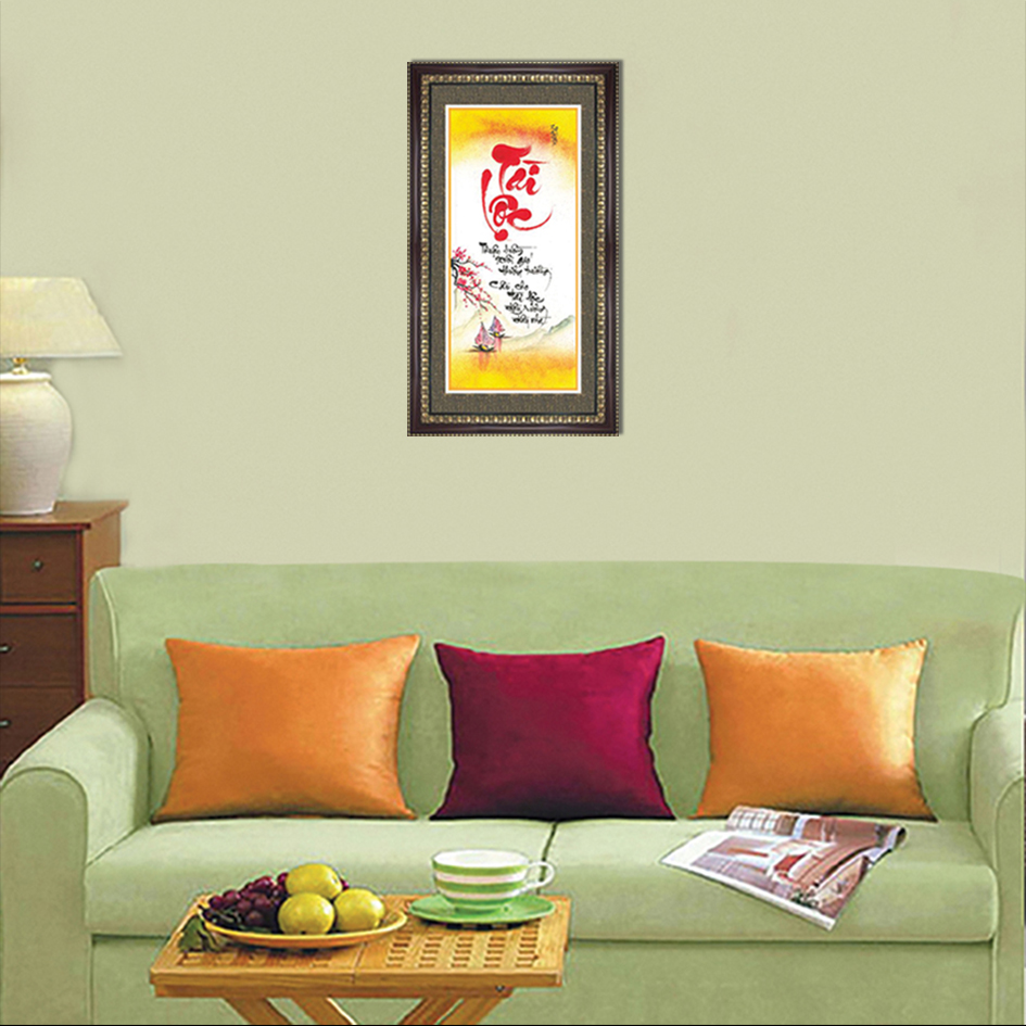 Tranh Khung Thư Pháp TÀI LỘC PHÚ QUÝ TPT_40-1 (40 x 70 cm) Thế Giới Tranh Đẹp