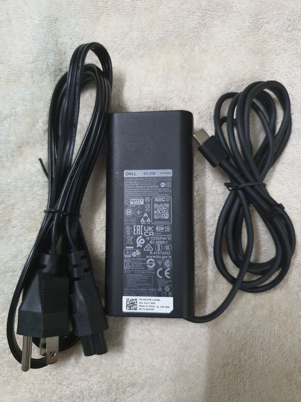 Adapter Sạc laptop Dell 65w Type C (20v-3,25A) dùng cho laptop Dell cổng type C - Hàng chính hãng