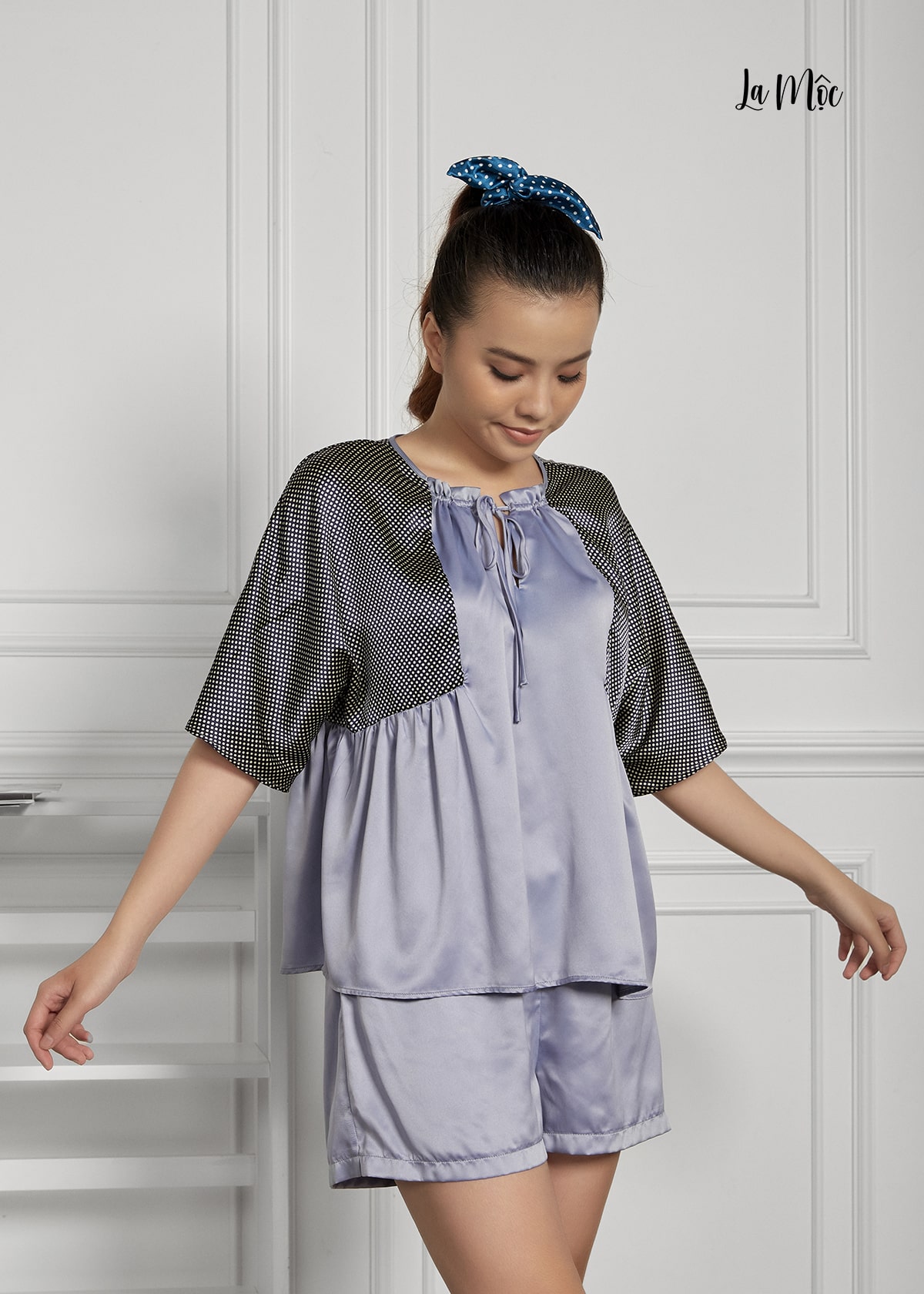 Đồ Bộ Nữ Mặc Nhà Pijama Ngắn Lụa Hàn Maxivic, La Mộc MM112121