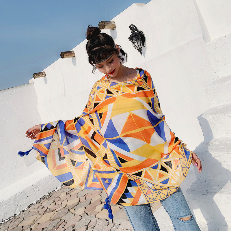 Khăn Choàng Boho Đi Biển, Khăn Quàng Cổ Họa Tiết Thổ Cẩm Mỏng Nhẹ (Nhiều Mẫu)