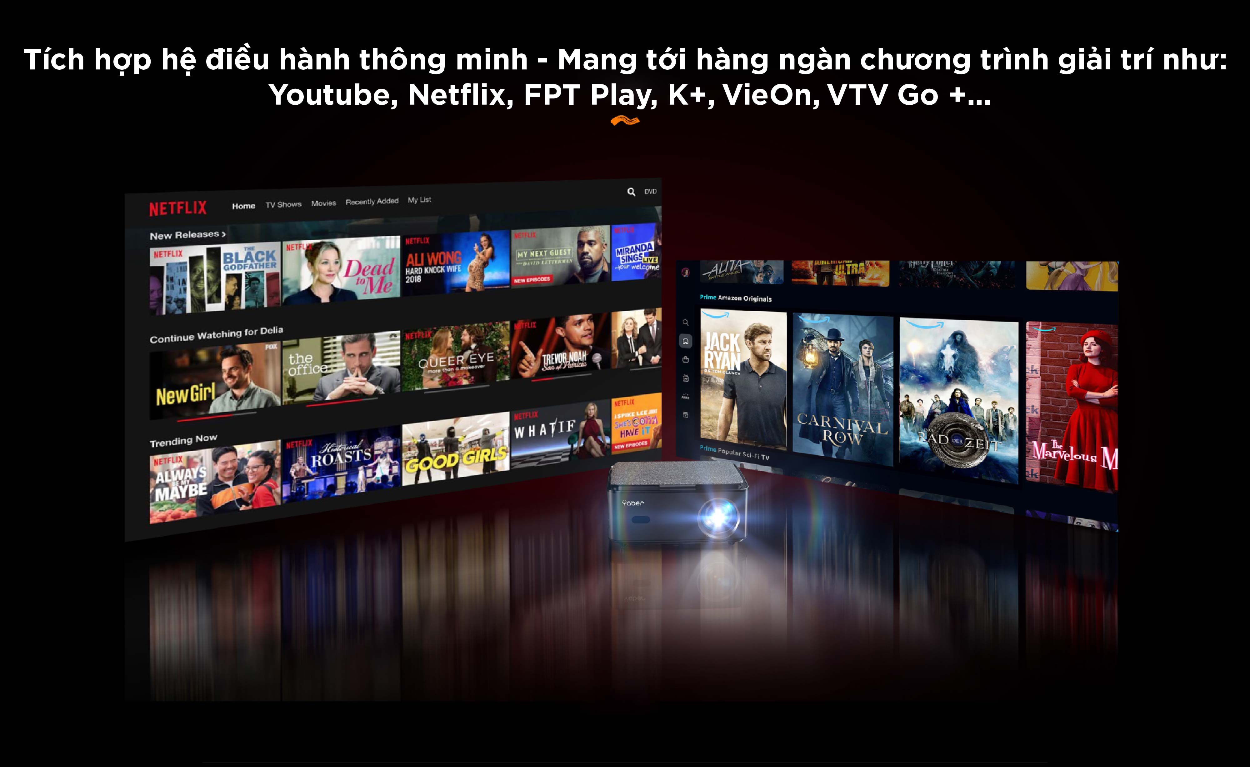 Máy chiếu thông minh Yaber U6 Pro Full-HD 4K Android Tivi - Hàng Chính Hãng - Thương hiệu Máy chiếu mini Máy chiếu gia đình văn phòng hàng đầu