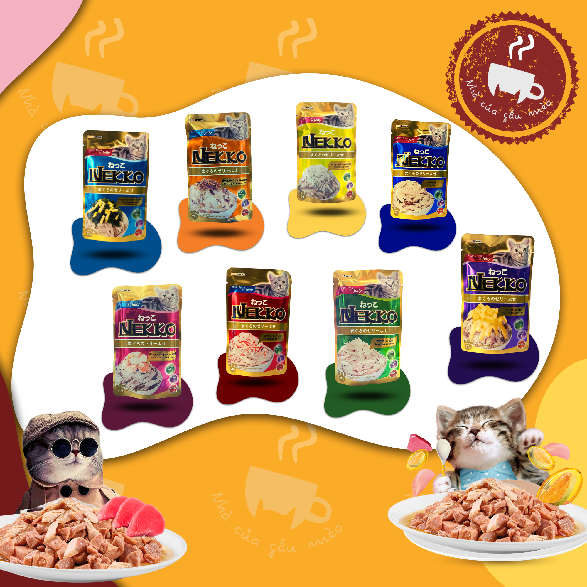 Thức ăn cho mèo / Pate Nekko Thạch Jelly Cho Mèo Mọi Lứa Tuổi - gói 70g