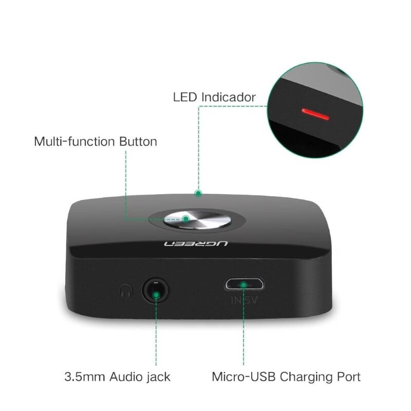 Ugreen UG30444CM122TK BT 4.1 màu Đen Bộ nhận âm thanh Bluetooth chuẩn 3.5mm - HÀNG CHÍNH HÃNG