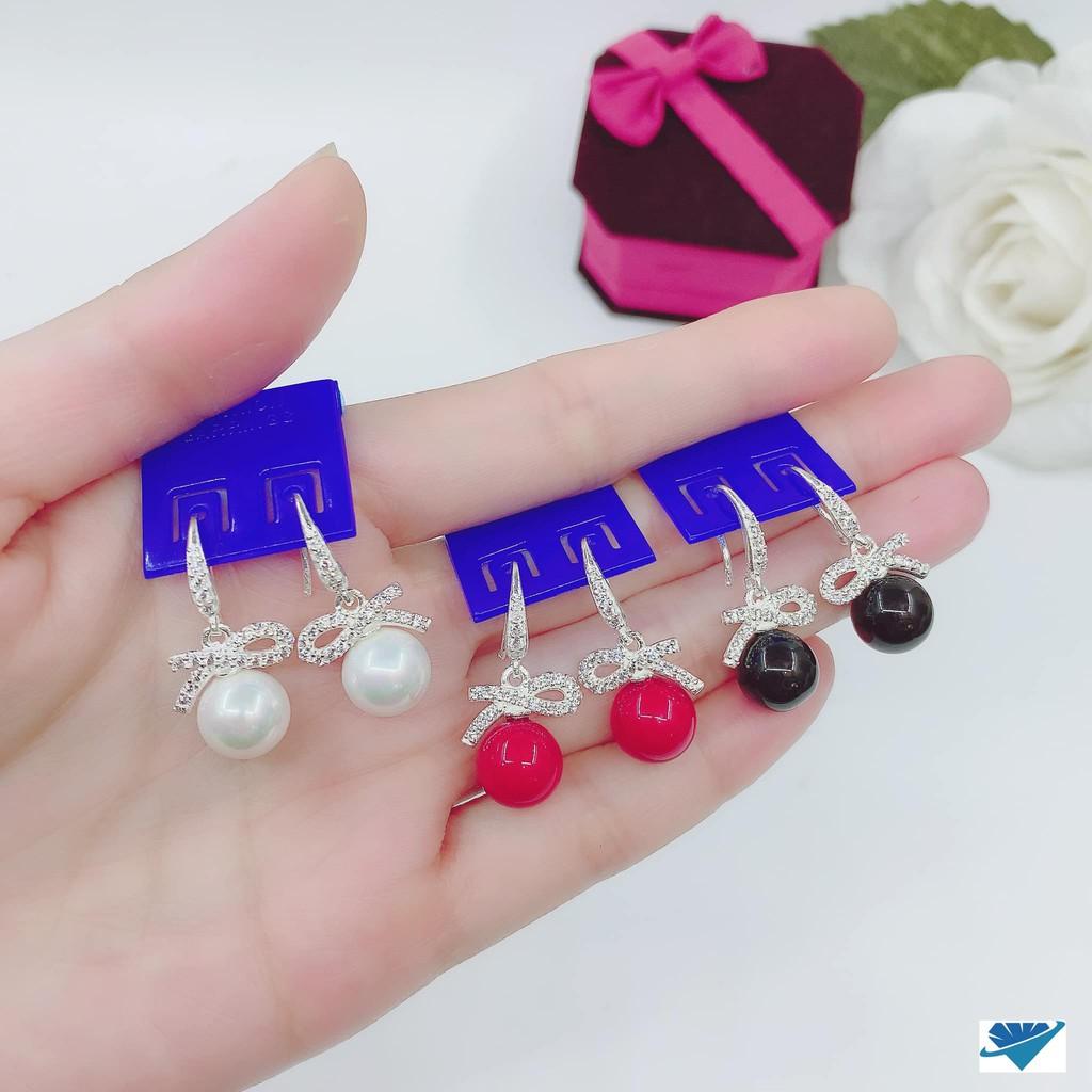 Bông tai bạc khuyên tròn hoa trai chất liệu bằng bạc s925 MS0094