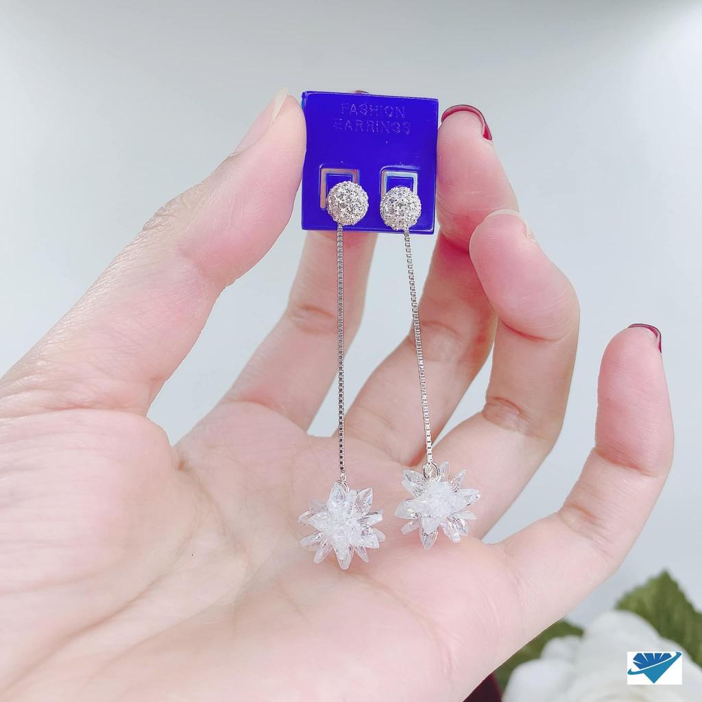Bông tai bạc tua nơ đá chất liệu bằng bạc s925 MS0502