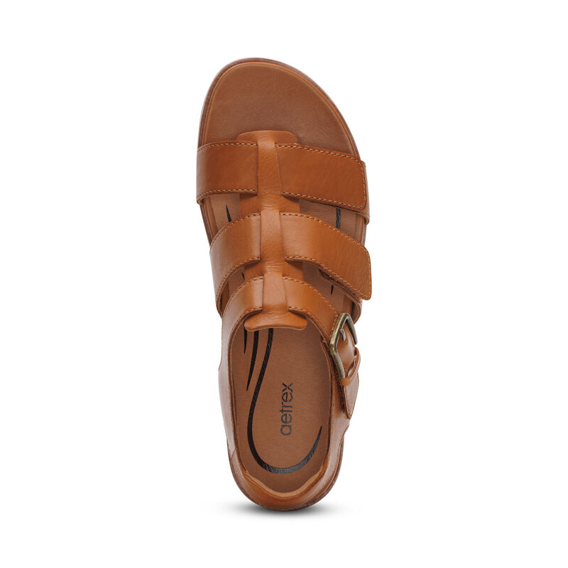 Giàyl sức khỏe nữ Aetrex Romy Ginger - sandal đế đệm nâng vòm cho bàn chân bẹt