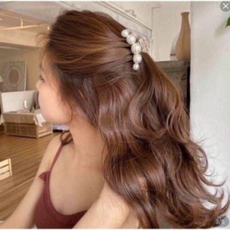 Sét 5 món cột ,kẹp tóc ngọc trai siêu sang chảnh kèm túi zip ,phụ kiện tóc làm đẹp cho các bạn gái