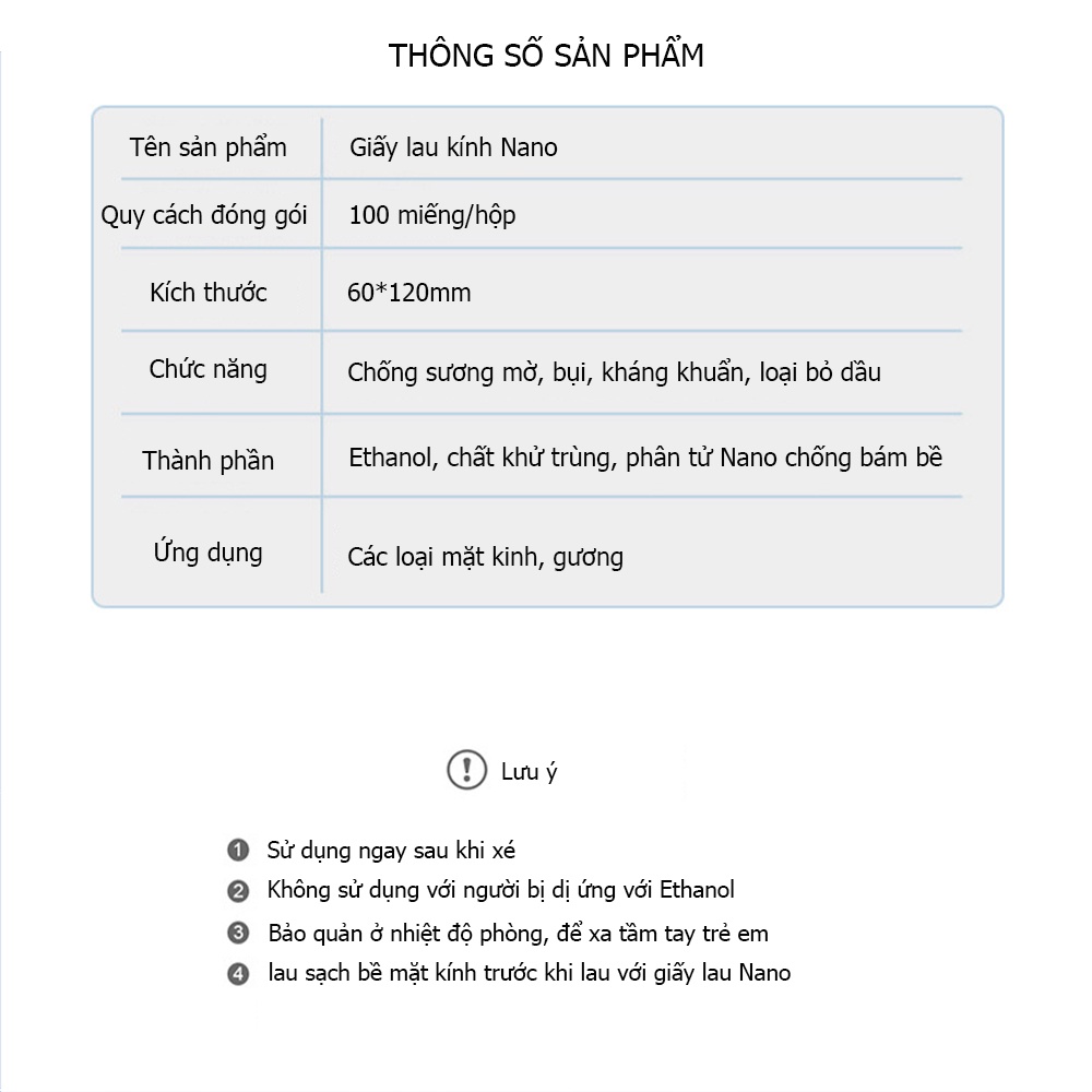 Hộp 100 Khăn Lau Kính Nano, Chống Bám Hơi Nước, Chống Bụi Bẩn - Khăn Lau Kính Nano Hộp 100 Miếng Giấy Lau Kính Chống Bám Hơi Nước, Lau Sạch Vân Tay Bụi Bẩn