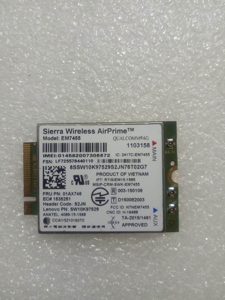 Card WWAN 4G Lenovo ThinkPad EM7455 4G LTE dùng cho laptop Lenovo Thinkpad L470, L570, P51, P70,P71,T470,T470p,T570,X270 - Hàng chính hãng