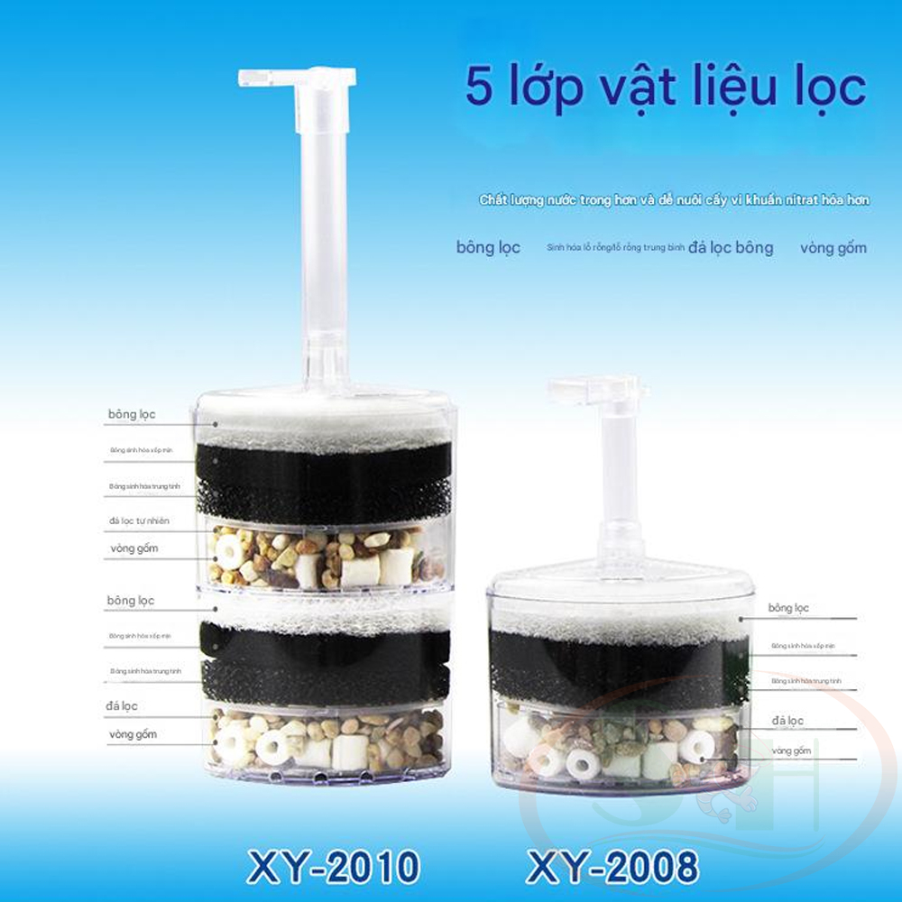 Lọc bio góc Xinyou Corner Sponge Filter lọc vi sinh mini bể cá tép rùa cảnh