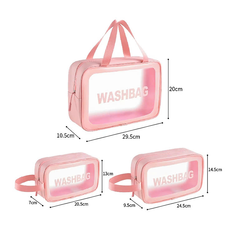 Túi đựng mỹ phẩm trong suốt có quai cao cấp MÀU ĐEN 26x15x10cm