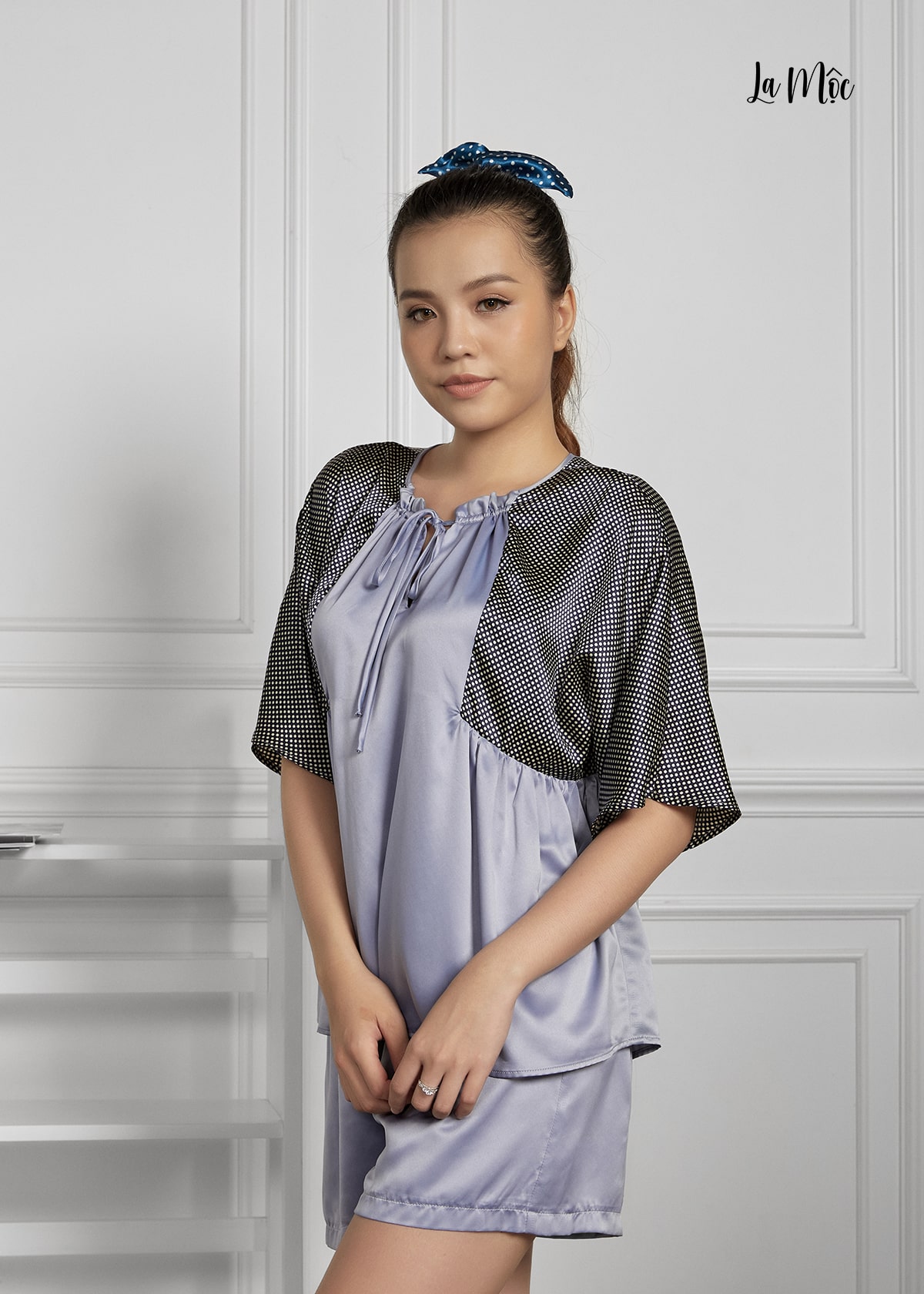 Đồ Bộ Nữ Mặc Nhà Pijama Ngắn Lụa Hàn Maxivic, La Mộc MM112121