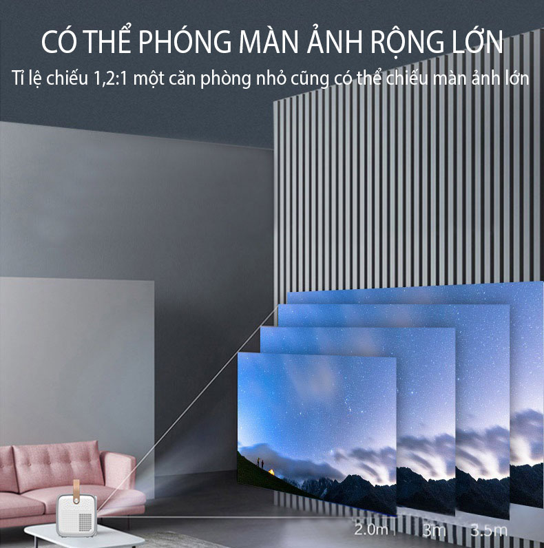 (Hỗ Trợ Tiếng Việt) Máy Chiếu Mini Siêu Nét Kết Nối Bluetooth Wifi Chạy Hệ Điều Hành Android S6 Cao Cấp - Hàng Nhập Khẩu