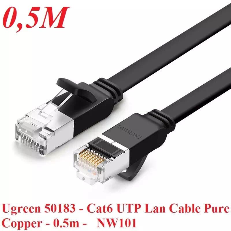 Ugreen UG50183NW101TK 0.5M màu Đen Cáp mạng LAN CAT 6 UTP dây dẹp - HÀNG CHÍNH HÃNG