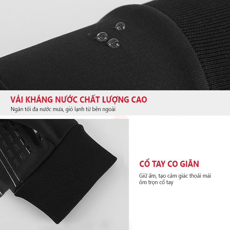 Găng tay giữ ấm mùa đông chống gió, kháng nước mưa eXtreme GT2302 Bao tay thể thao cảm ứng điện thoại, găng tay đi xe máy, xe đạp lót nỉ cho nam nữ, bảo hộ đi phượt