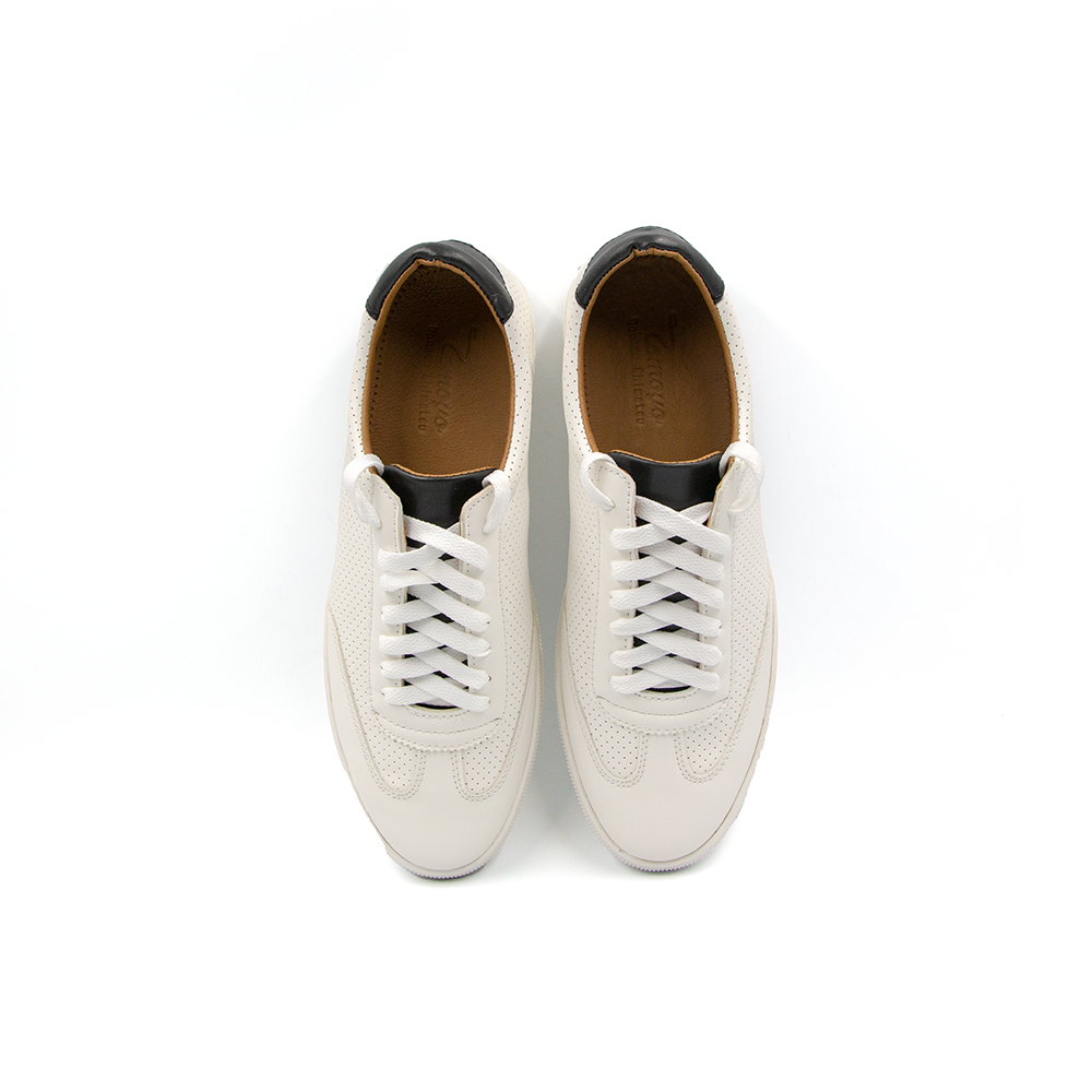 Giày Sneaker Tomoyo Nam Cột Dây Màu Trắng Lót Da Cừu Siêu Êm TMN21507