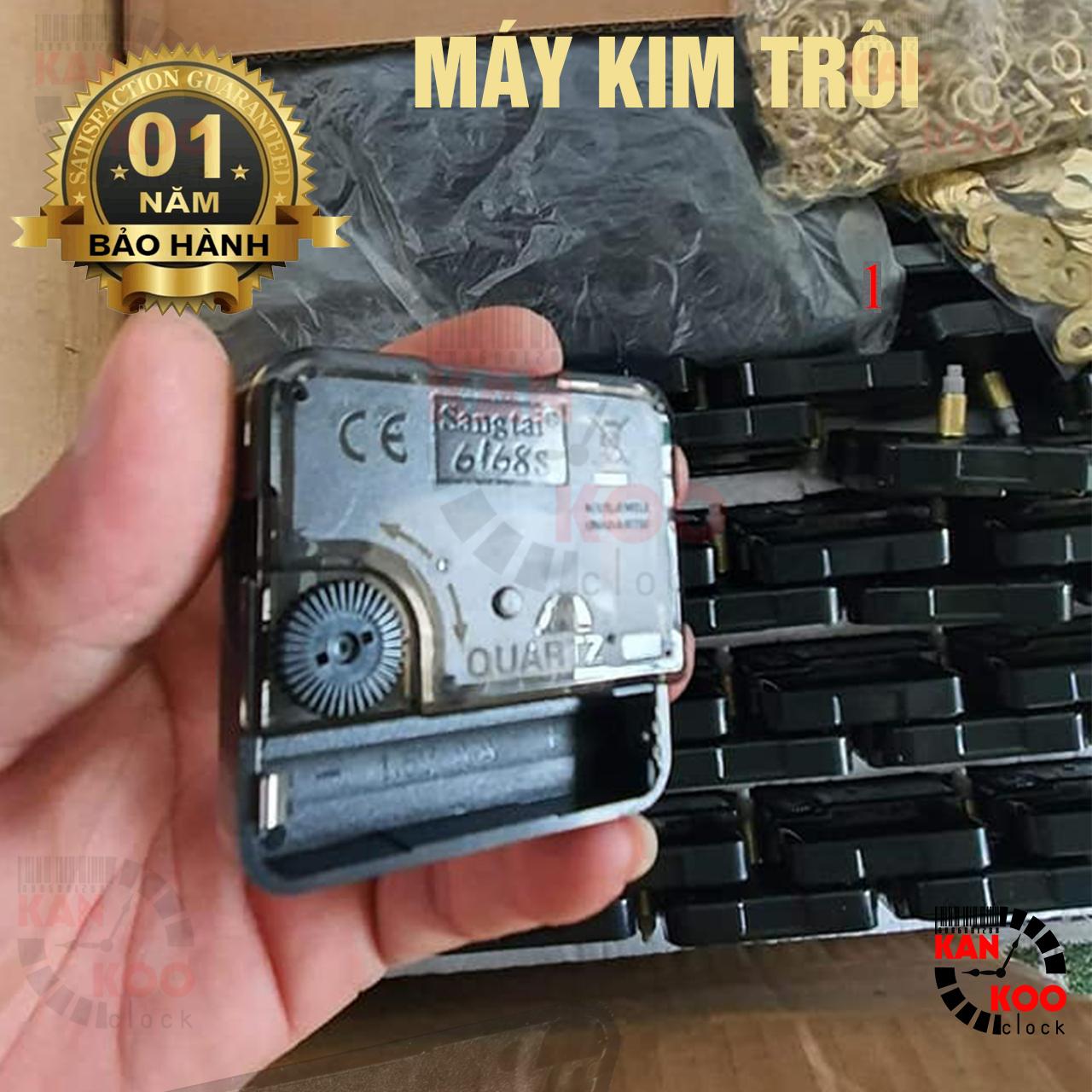 Máy đồng hồ treo tường (KIM TRÔI)- Silent Quartz hiệu 6168s trục đồng dài 15mm (cốt cao 22mm) bảo hành 12 tháng