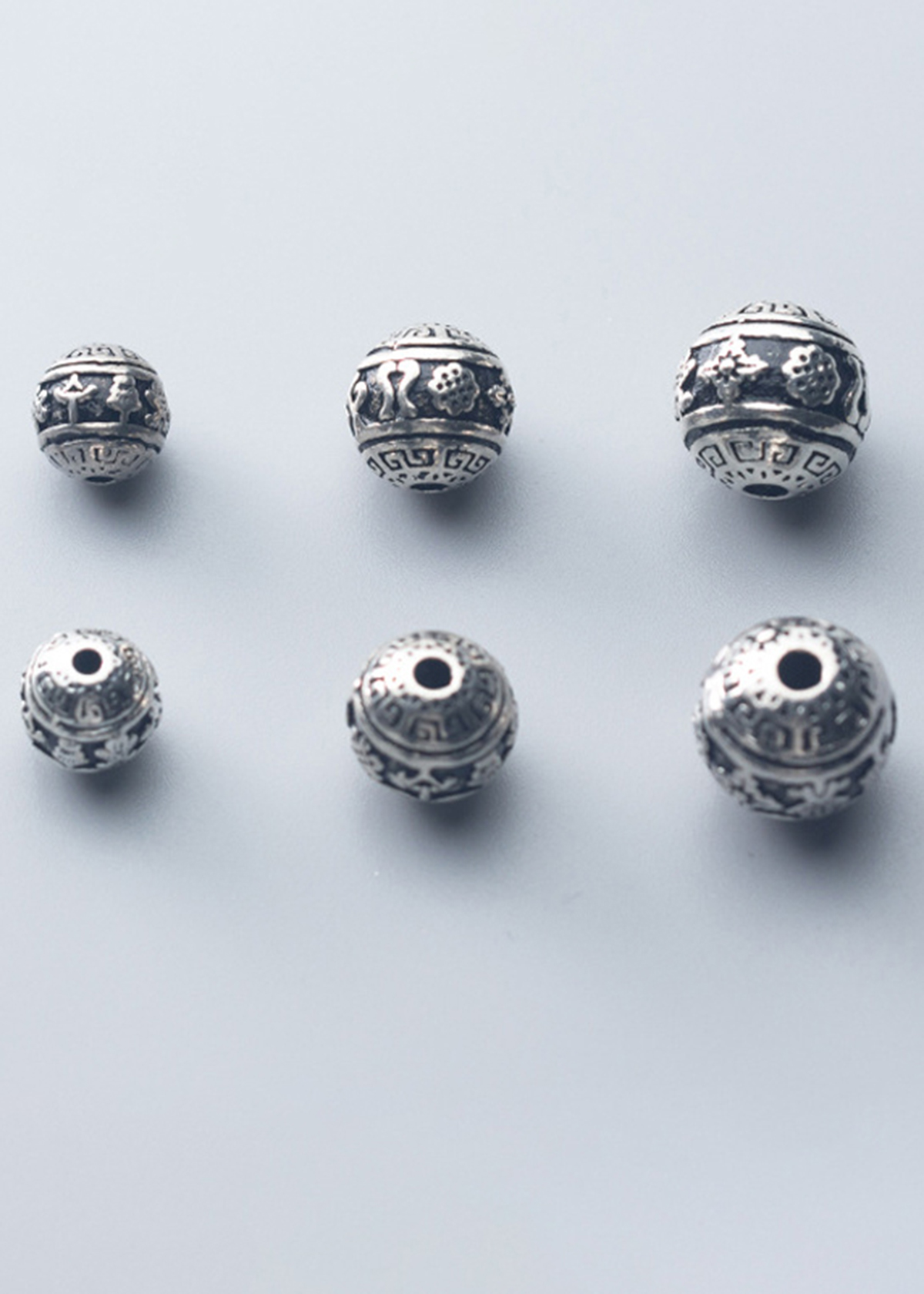 Charn bạc hình cầu họa tiết xỏ ngang - Ngọc Quý Gemstones