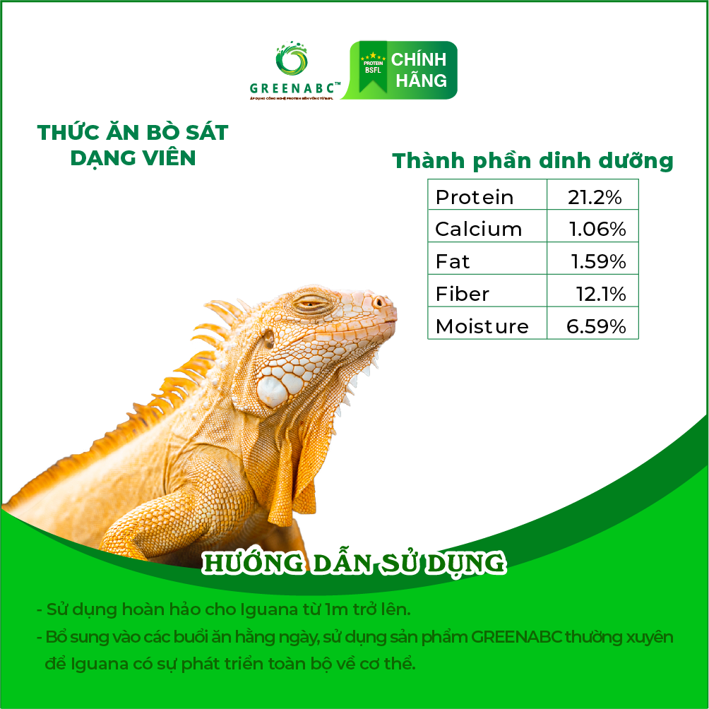 Thức ăn bò sát IGUANA Trưởng Thành dạng VIÊN GREENABC - Rồng Nam Mỹ Trưởng Thành từ 1m trở lên - Hộp 360g