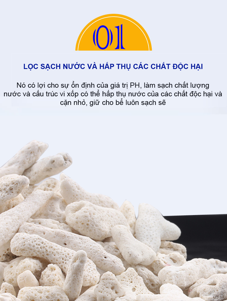 San Hô Vụn túi 1KG + 1 túi lưới đựng vật liệu lọc cho bể cá