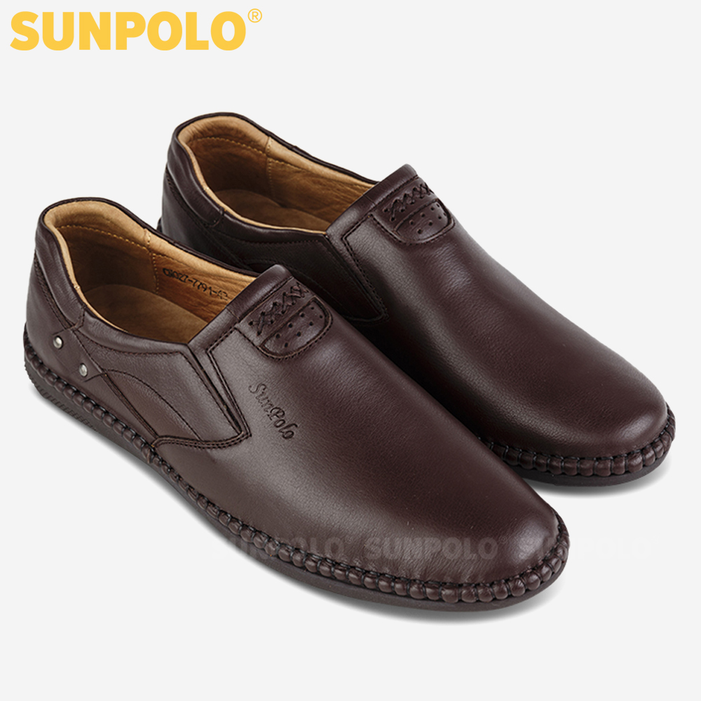 Giày Nam, Giày Mọi Da Bò Cao Cấp SUNPOLO MOI027 (Đen, Nâu)
