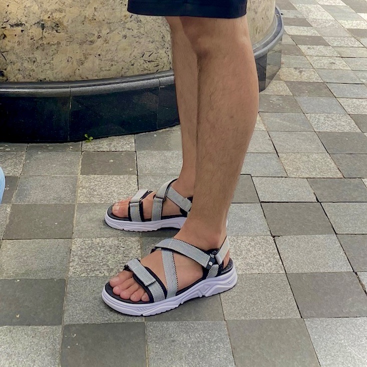 Giày Sandal Nam The Bily Quai Chéo Đôi - Đế Trắng Lót Đen Màu Trắng BLDTMD02