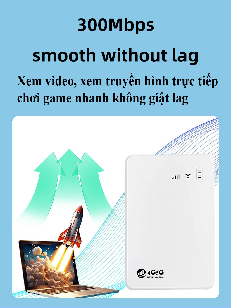 Cục phát wifi từ sim 4G kiêm pin sạc dự phòng TP10000, bộ phát wifi di động tốc độ cao 300Mbps, sử dụng mọi loại sim - Hàng nhập khẩu