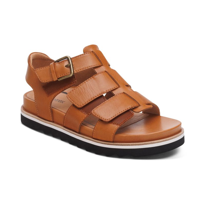 Giàyl sức khỏe nữ Aetrex Romy Ginger - sandal đế đệm nâng vòm cho bàn chân bẹt