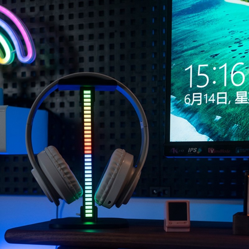 Giá treo tai nghe T12 Led RGB cảm biến âm thanh nháy theo nhạc hàng nhập khẩu