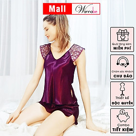 Đồ bộ mặc nhà WANNABE BSS06 đồ bộ quần sọt đơn giản phối áo tay ren Nhật thanh lịch cho người mặc
