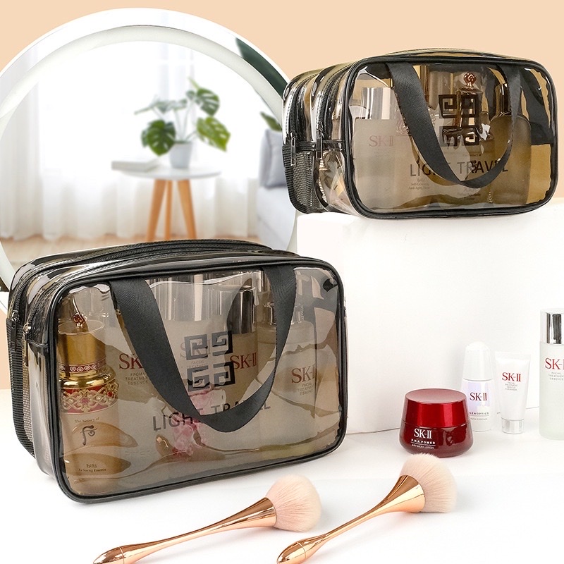 Bộ 3 túi trong suốt đựng mỹ phẩm du lịch , đồ cá nhân , chống nước thời trang trẻ trung hiện đại , sang trọng