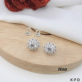 Bông tai bạc khuyên nụ chốt ren MS75