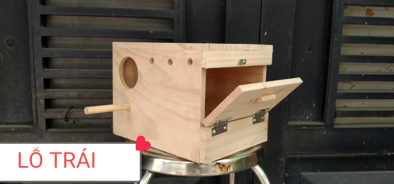 1 tổ đẻ yến phụng nắp hông 24*15*15 (gỗ thông cao cấp nguyên khối)