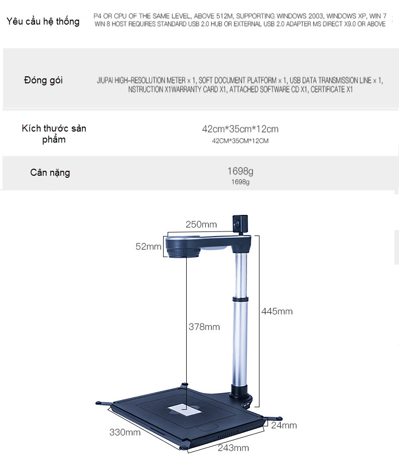 ROGTZ - Máy chiếu vật thể scan màu K1080 Tốc độ nhanh Phân giải cao Lấy nét Thu phóng tự động Quét đa chế độ A3 A4 A5 A6 A7 Tương thích nhiều hệ điều hành USB 2.0 Tích hợp Micro Văn phòng Giáo dục Thư viện Hàng Chính Hãng